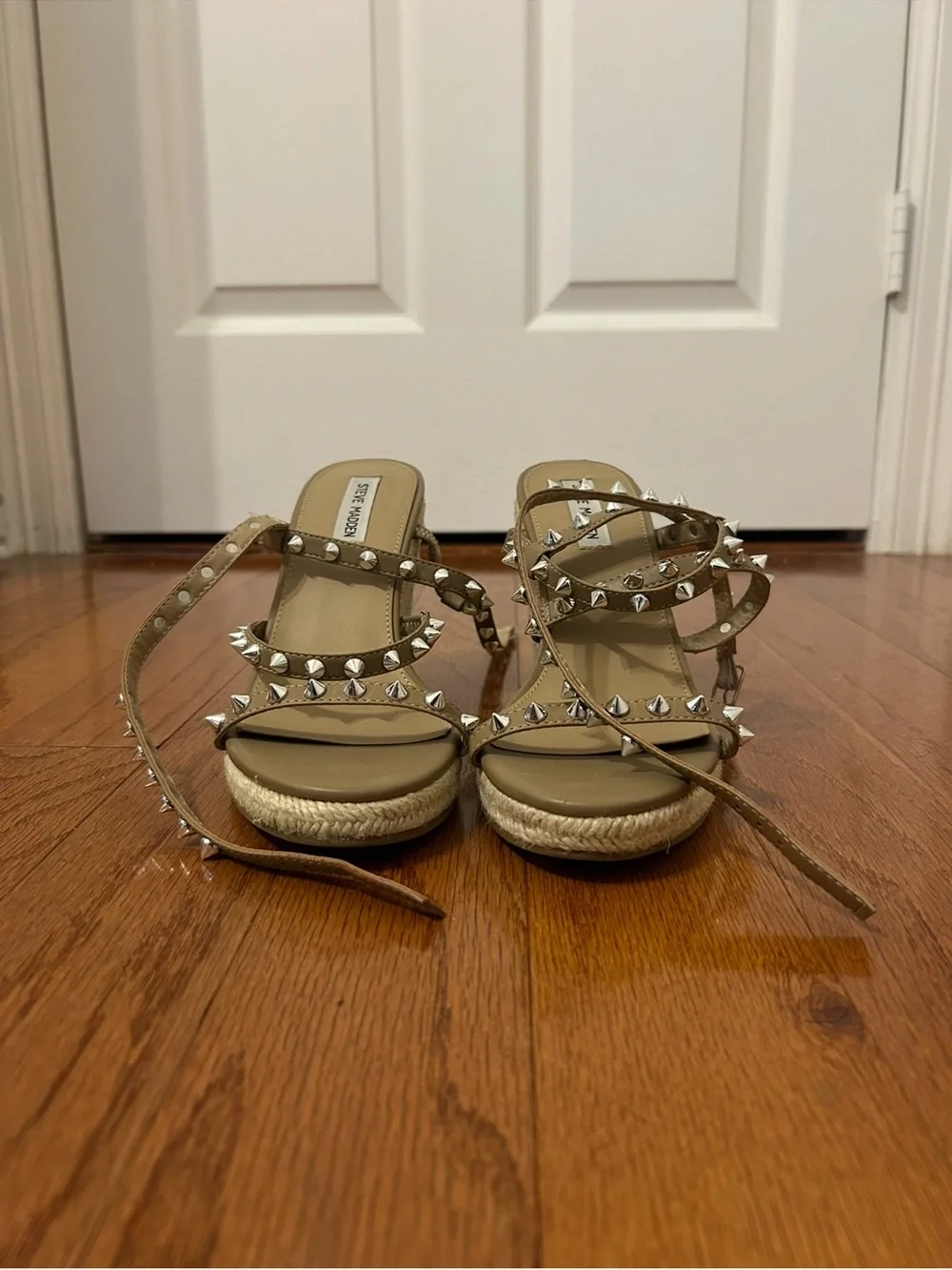 Steve Madden Tan Studded Espadrille Wedge Sandals